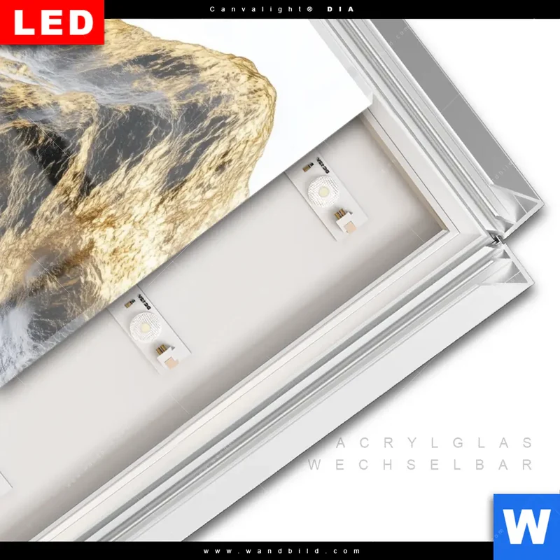 Leuchtbild Acrylglas Canvalight® DIA | Stille der goldenen Berge | Hochformat