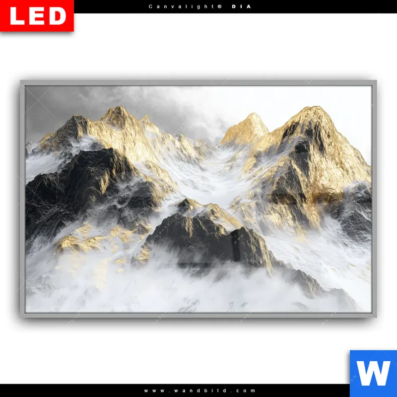 Leuchtbild Acrylglas Canvalight® DIA | Stille der goldenen Berge | Querformat