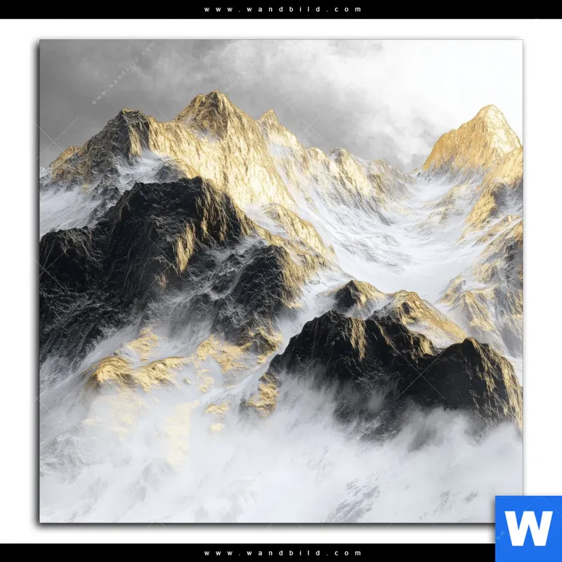 Alu-Dibond Bild | Stille der goldenen Berge | Quadrat