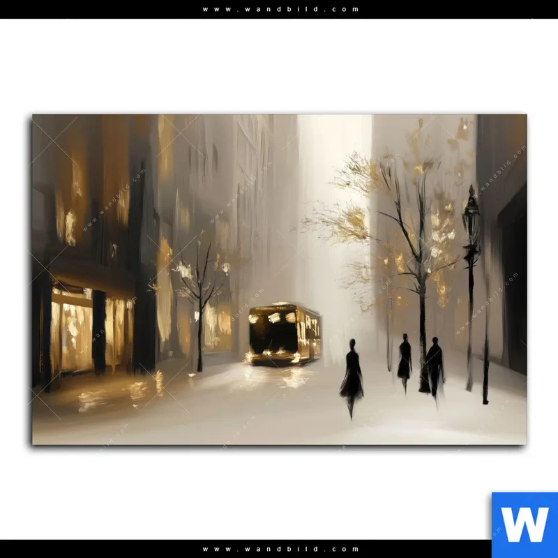Aluminiumbild gebürstet | Goldene Stille der Großstadt | Querformat