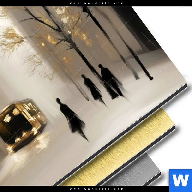 Aluminiumbild gebürstet | Goldene Stille der Großstadt | Querformat