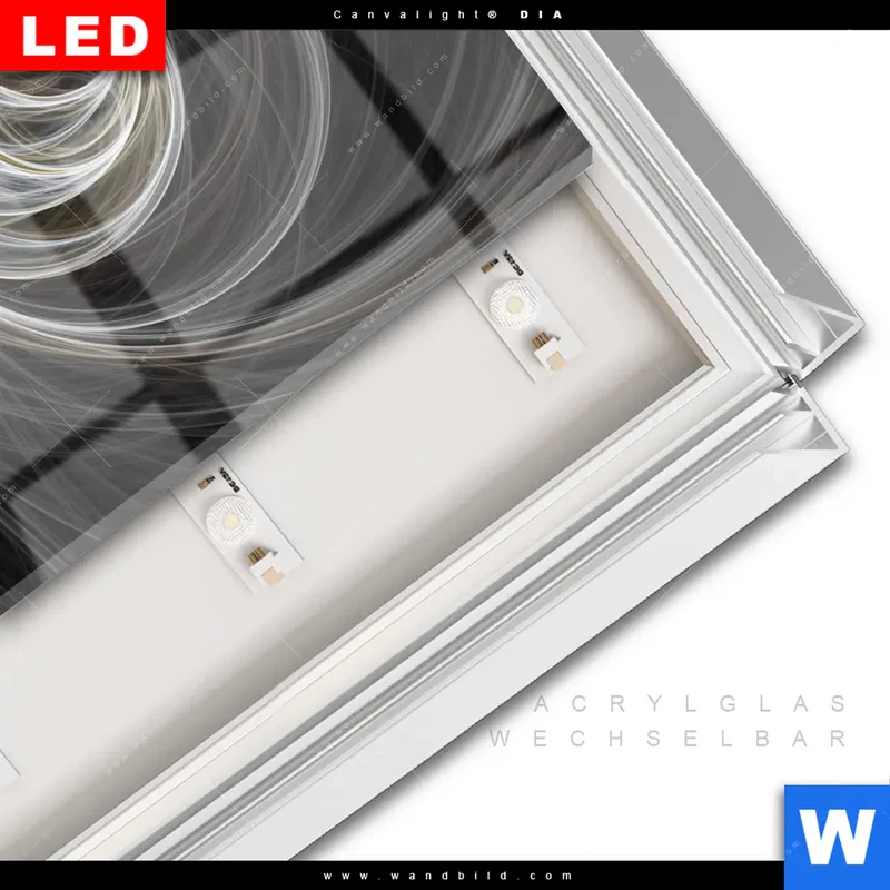 Leuchtbild Acrylglas Canvalight® DIA | Lichtmalerei - Tanz der Linien | Quadrat