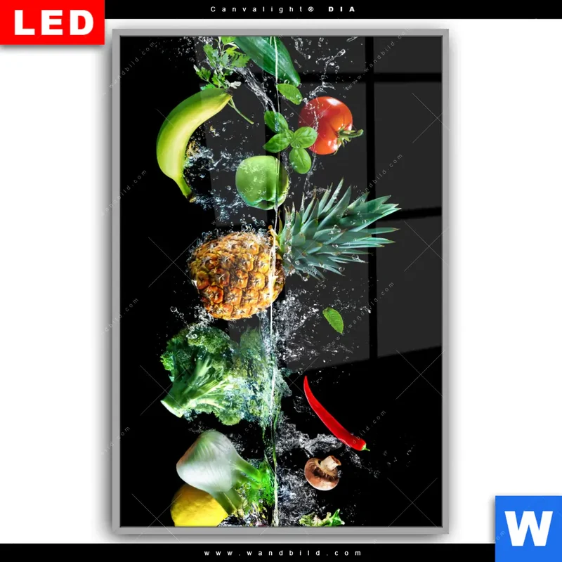Leuchtbild Acrylglas Canvalight® DIA | Obst & Gemüse - Splash-Moment | Hochformat