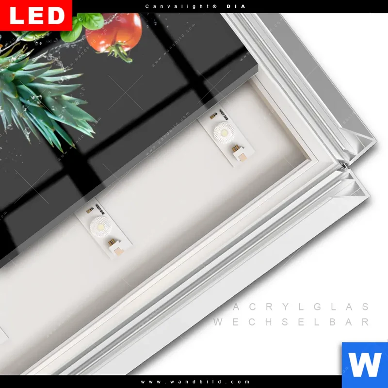 Leuchtbild Acrylglas Canvalight® DIA | Obst & Gemüse - Splash-Moment | Hochformat