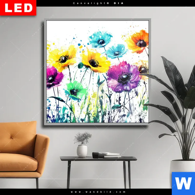 Wechselmotiv Acrylglas Canvalight® DIA | Bunte Blütenexplosion | Quadrat