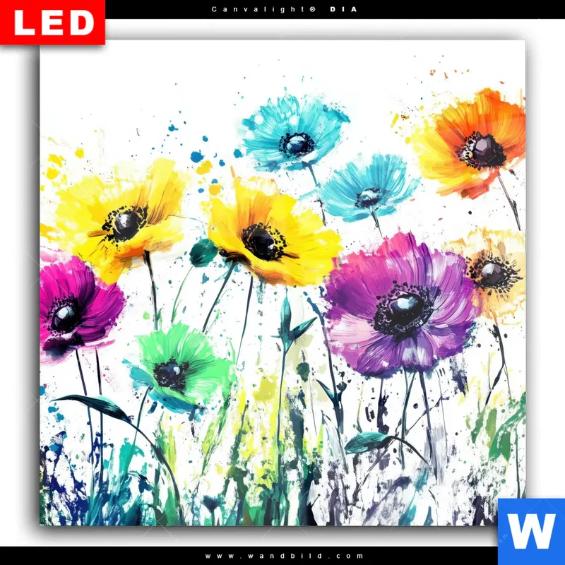 Wechselmotiv Acrylglas Canvalight® DIA | Bunte Blütenexplosion | Quadrat