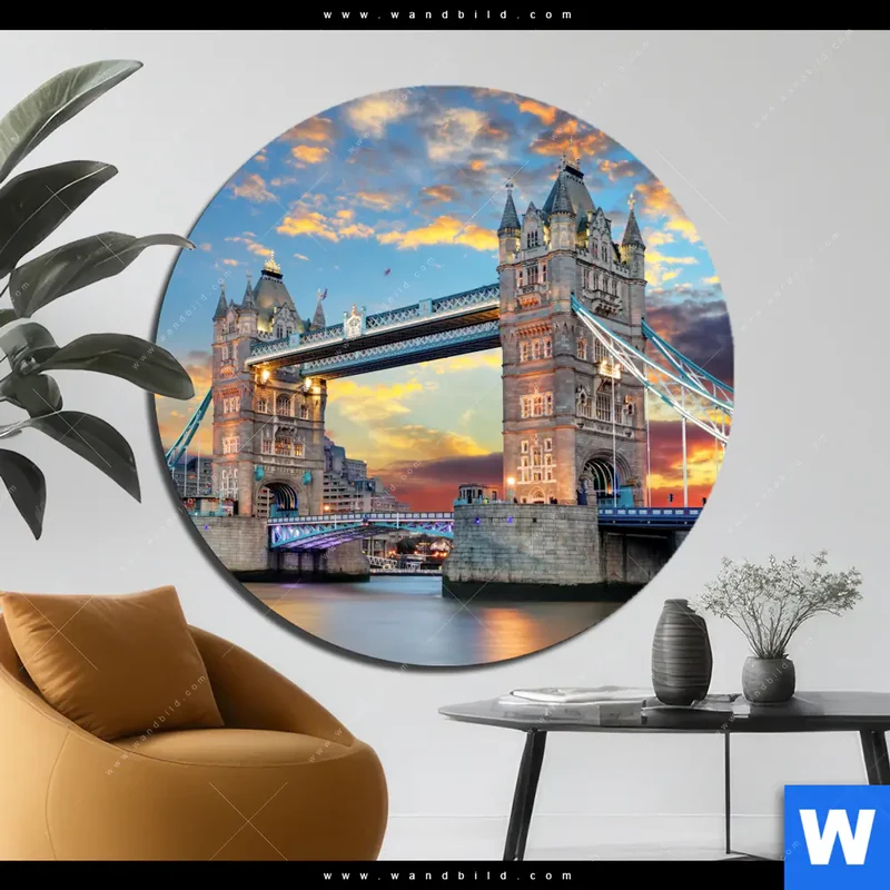 Alu-Dibond Bild | Tower Bridge im Abendglanz | Rund