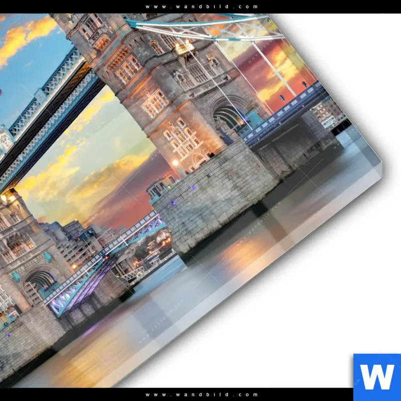 Acrylglasbild | Tower Bridge im Abendglanz | Quadrat