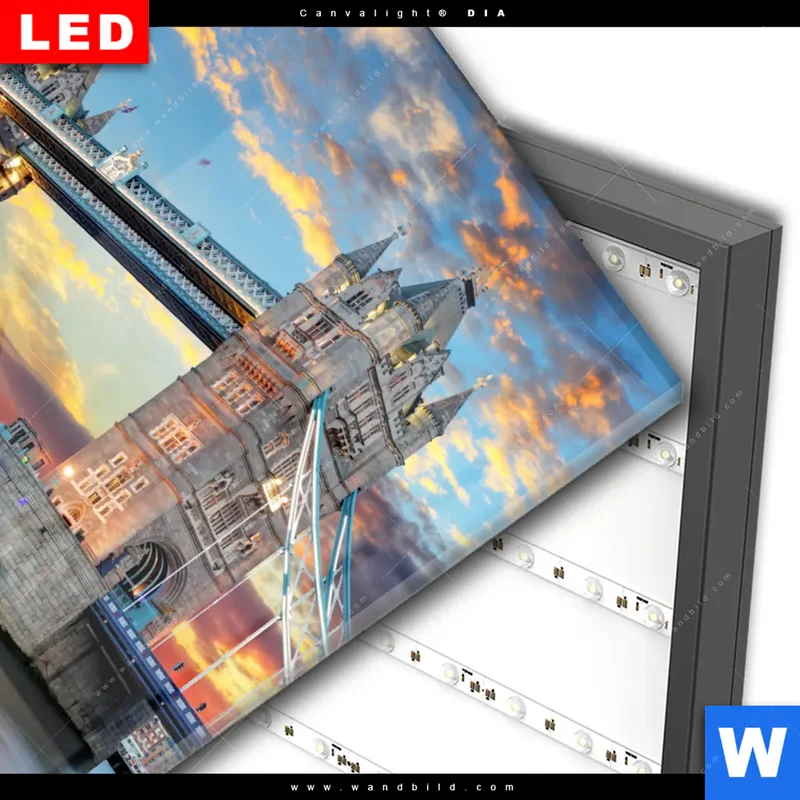 Wechselmotiv Acrylglas Canvalight® DIA | Tower Bridge im Abendglanz | Quadrat