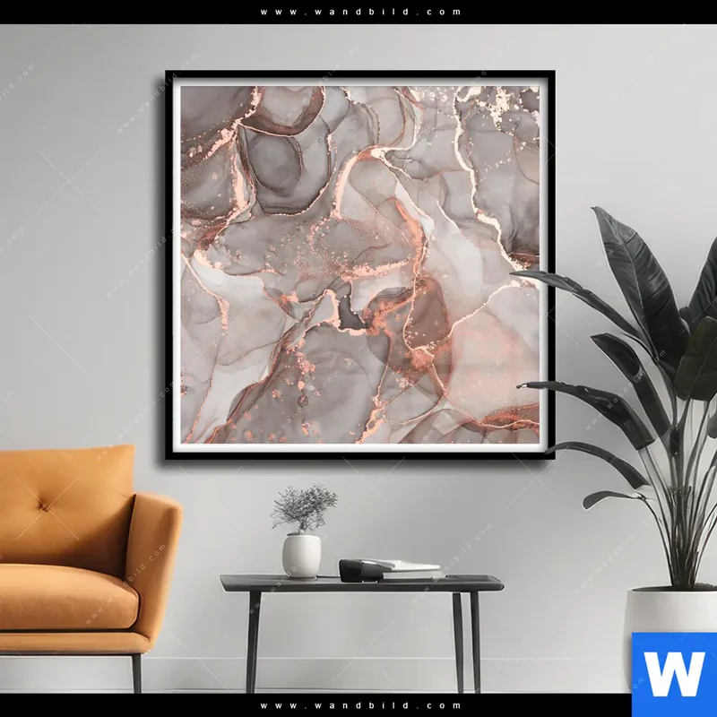 Poster | Fluid Art in edlen Metallic-Tönen | Quadrat