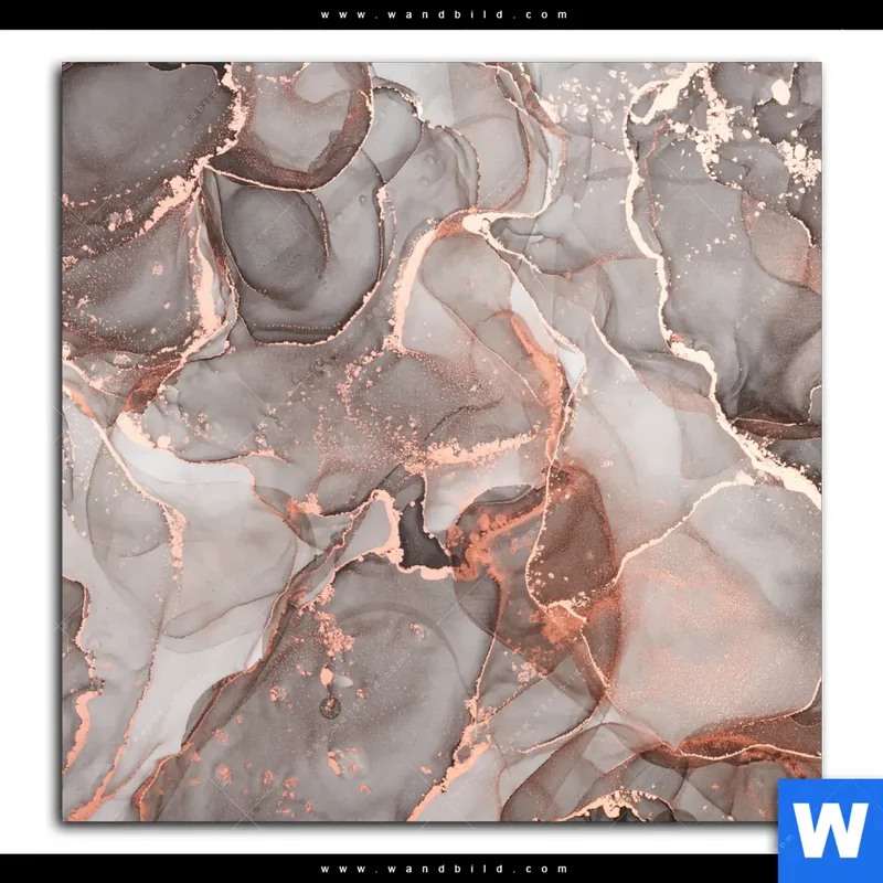 Alu-Dibond Bild | Fluid Art in edlen Metallic-Tönen | Quadrat