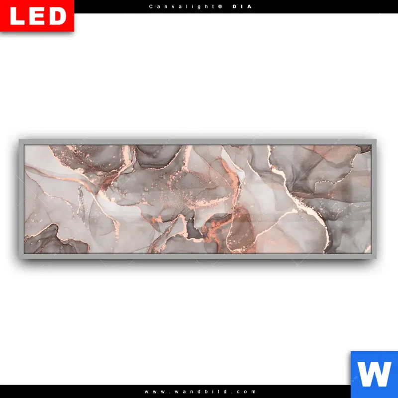 Leuchtbild Acrylglas Canvalight® DIA | Fluid Art in edlen Metallic-Tönen | Panorama