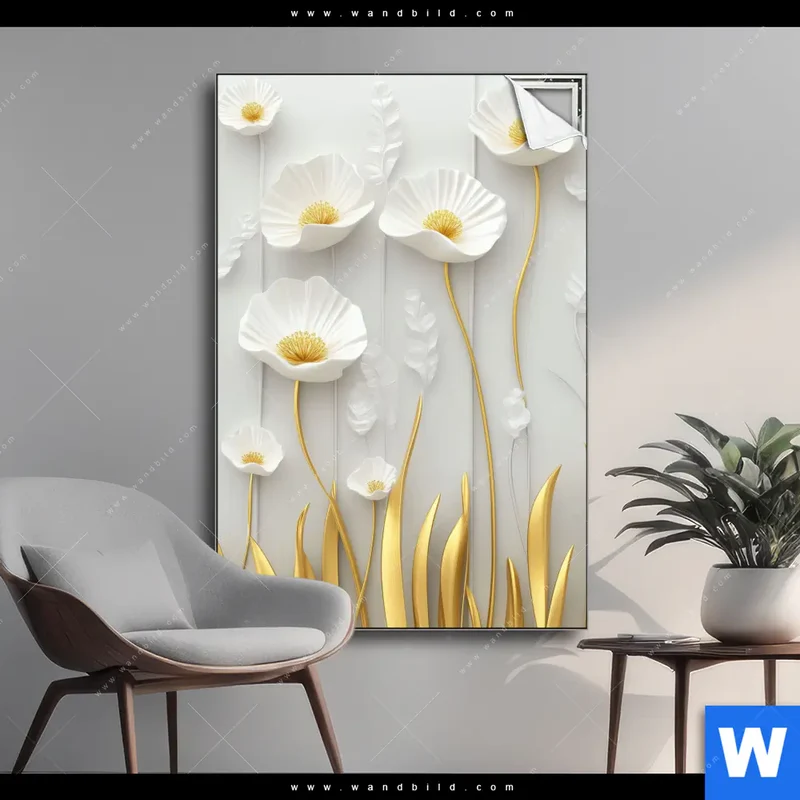 Spannbild | Florale Leichtigkeit mit Goldglanz | Hochformat