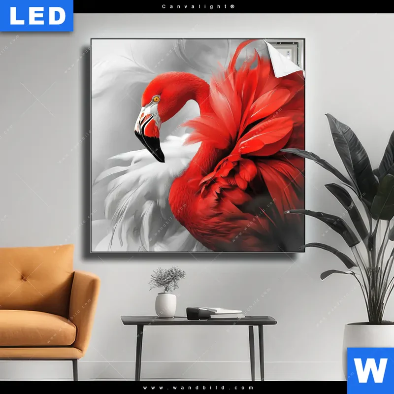 Canvalight® Leuchtbild | Roter Flamingo | Quadrat