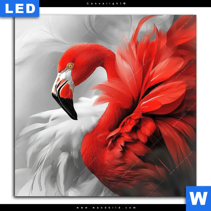 Canvalight® Leuchtbild | Roter Flamingo | Quadrat
