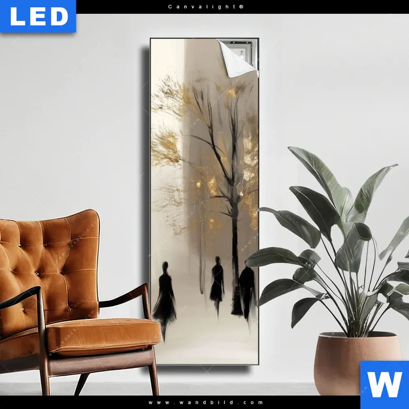 Canvalight® Leuchtbild | Goldene Stille der Großstadt | Schmal