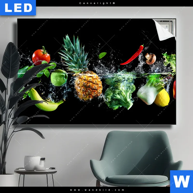 Canvalight® Leuchtbild | Obst & Gemüse - Splash-Moment | Querformat