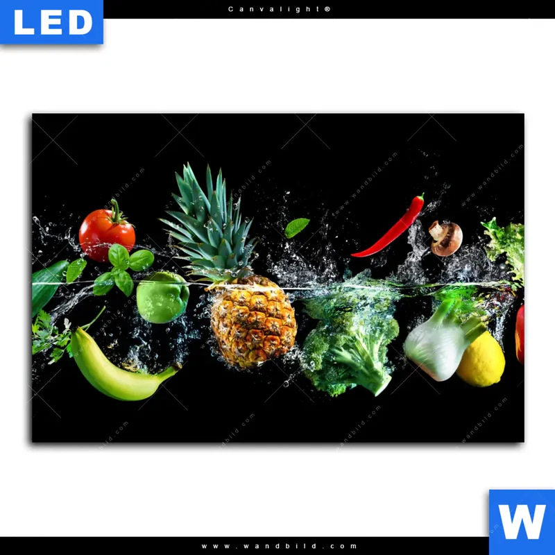 Canvalight® Leuchtbild | Obst & Gemüse - Splash-Moment | Querformat