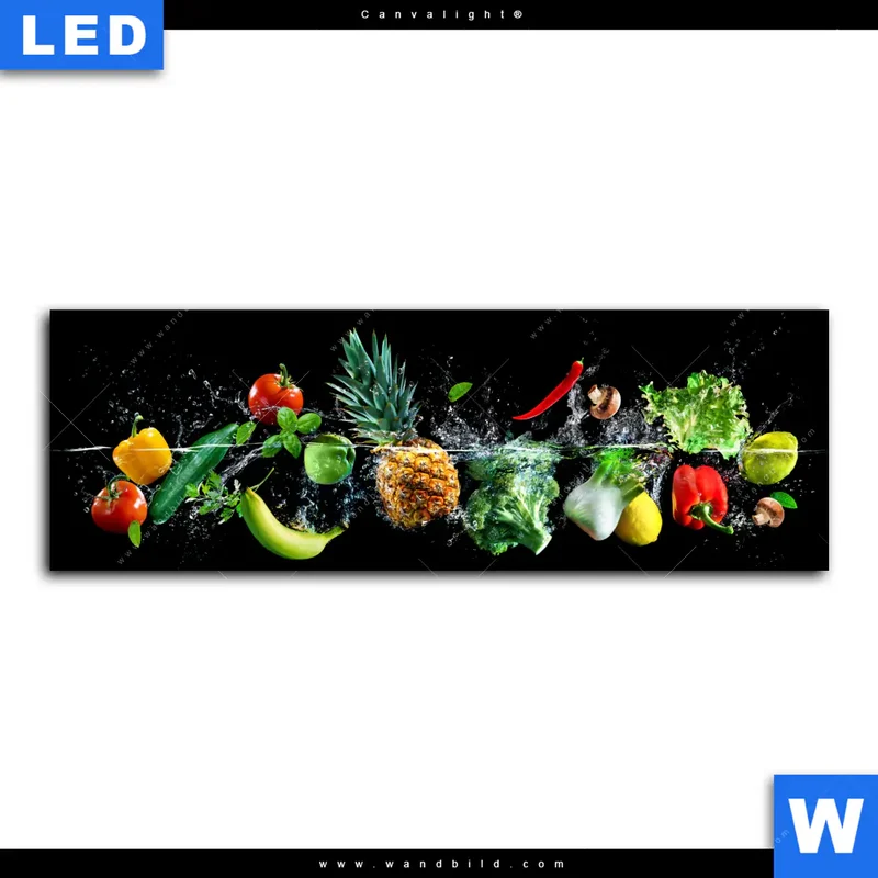 Canvalight® Leuchtbild | Obst & Gemüse - Splash-Moment | Panorama