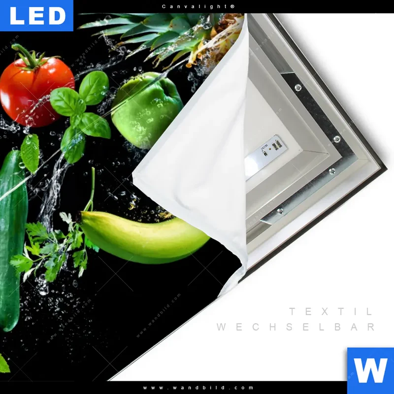 Canvalight® Leuchtbild | Obst & Gemüse - Splash-Moment | Quadrat