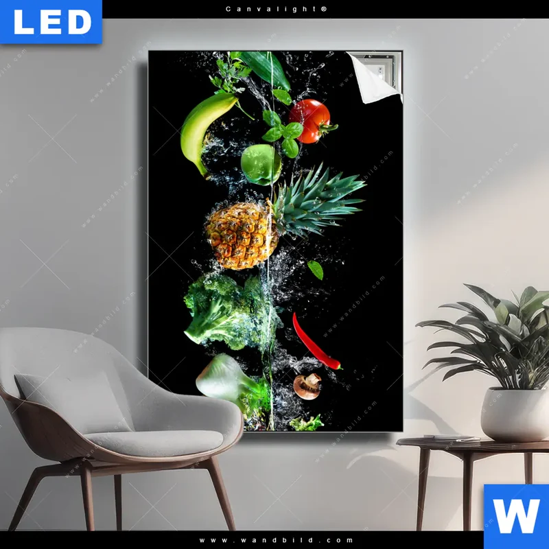 Canvalight® Leuchtbild | Obst & Gemüse - Splash-Moment | Hochformat