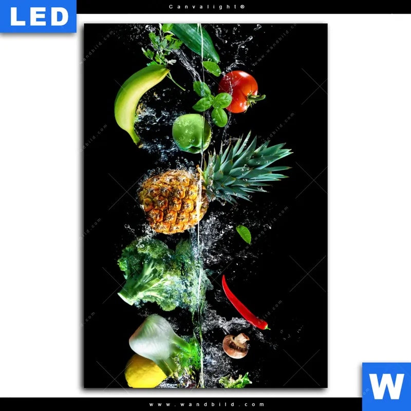 Canvalight® Leuchtbild | Obst & Gemüse - Splash-Moment | Hochformat