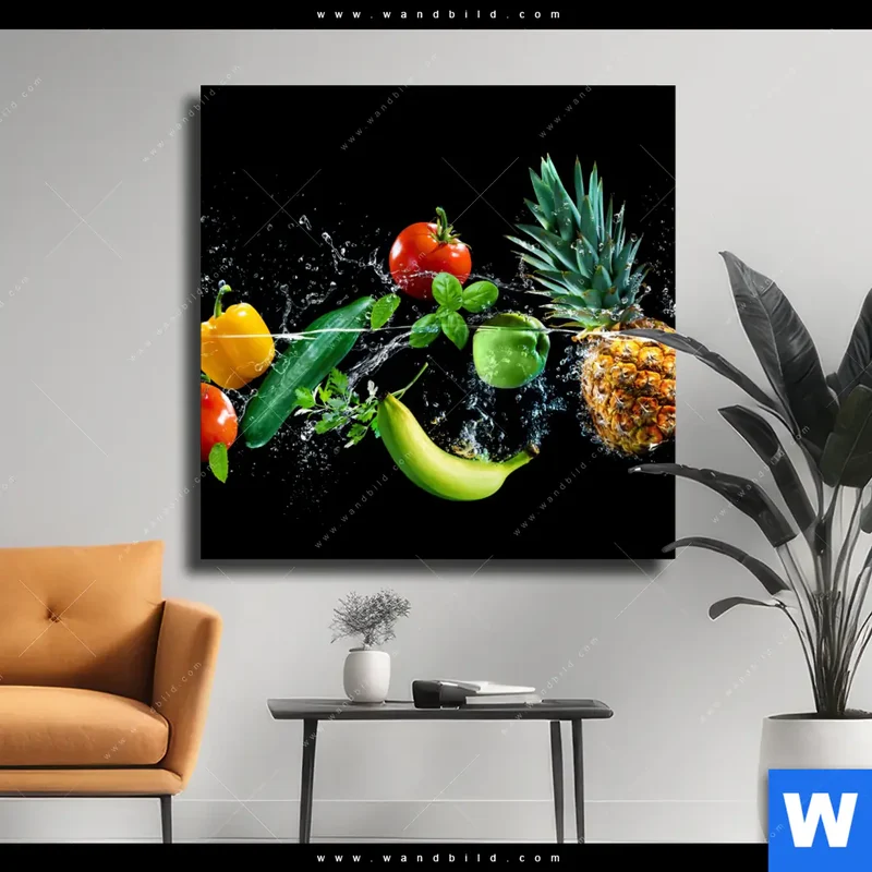 Leinwandbild | Obst & Gemüse - Splash-Moment | Quadrat