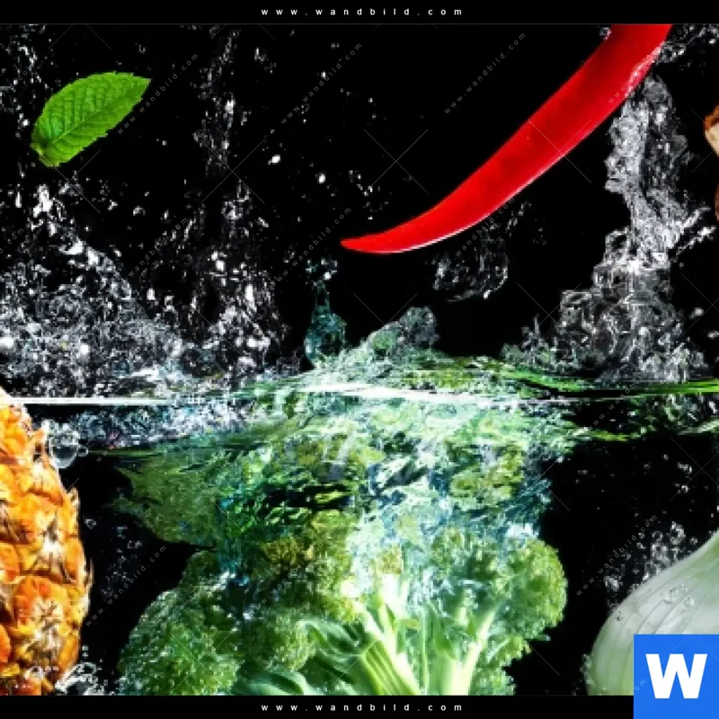 Leinwandbild | Obst & Gemüse - Splash-Moment | Quadrat