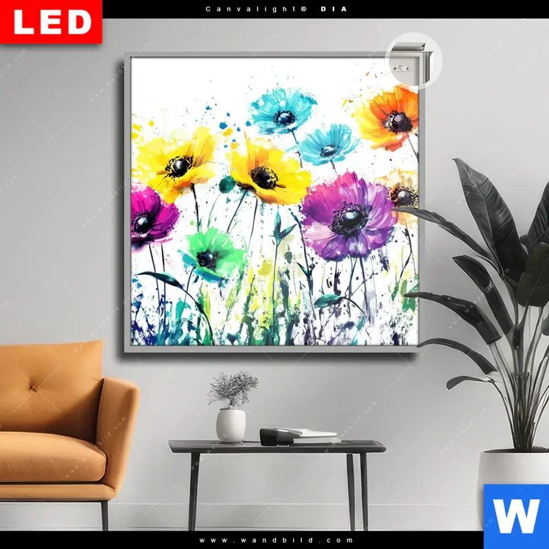 Leuchtbild Acrylglas Canvalight® DIA | Bunte Blütenexplosion | Quadrat
