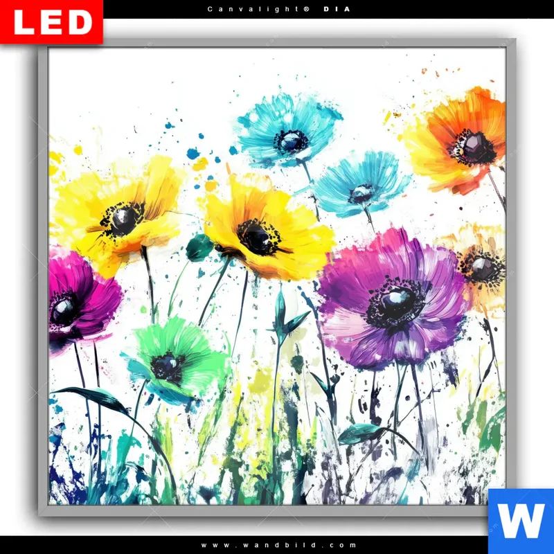 Leuchtbild Acrylglas Canvalight® DIA | Bunte Blütenexplosion | Quadrat