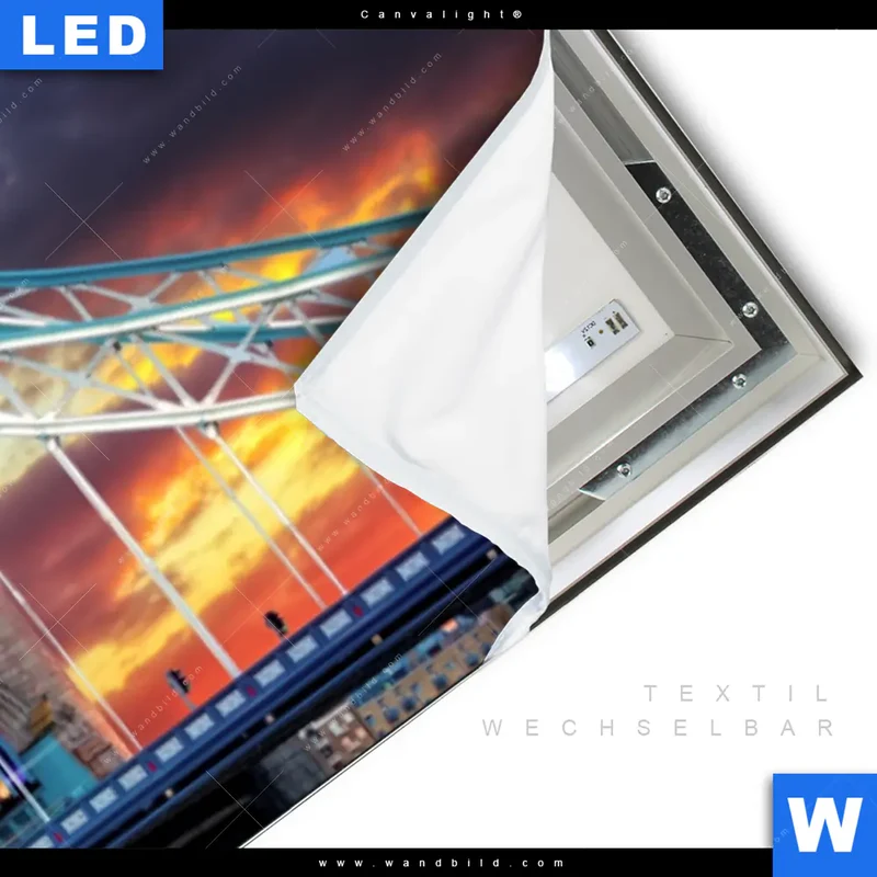 Canvalight® Leuchtbild | Tower Bridge im Abendglanz | Panorama