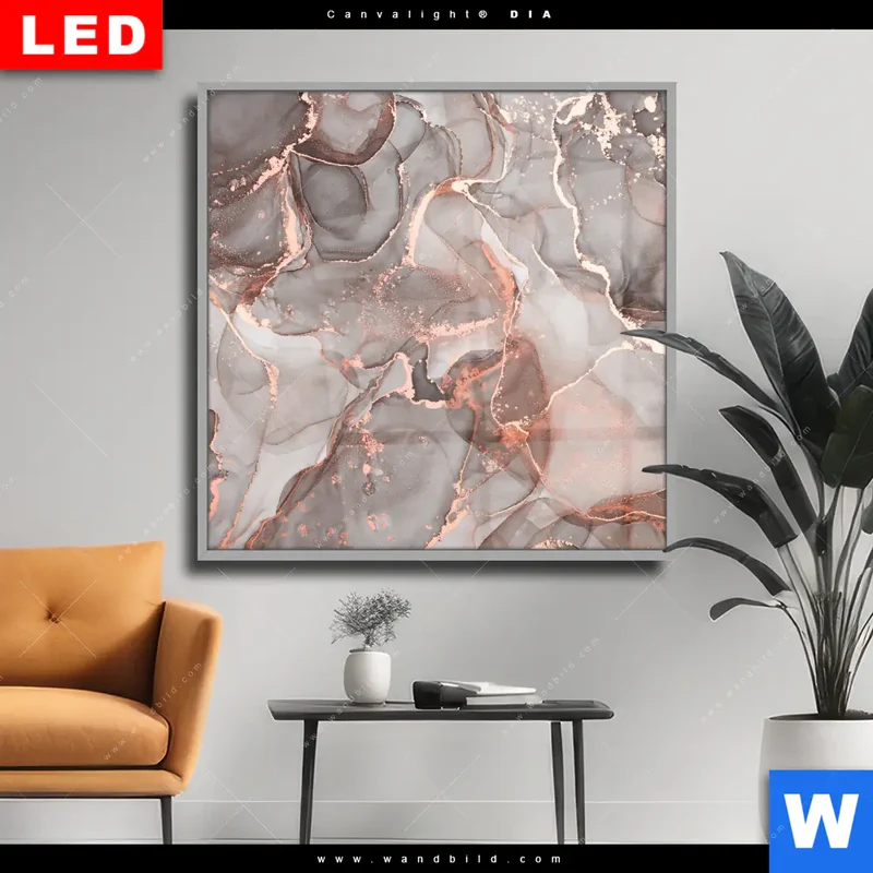 Wechselmotiv Acrylglas Canvalight® DIA | Fluid Art in edlen Metallic-Tönen | Quadrat