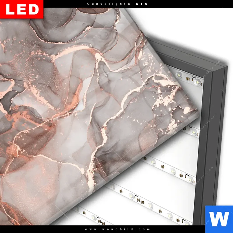 Wechselmotiv Acrylglas Canvalight® DIA | Fluid Art in edlen Metallic-Tönen | Quadrat