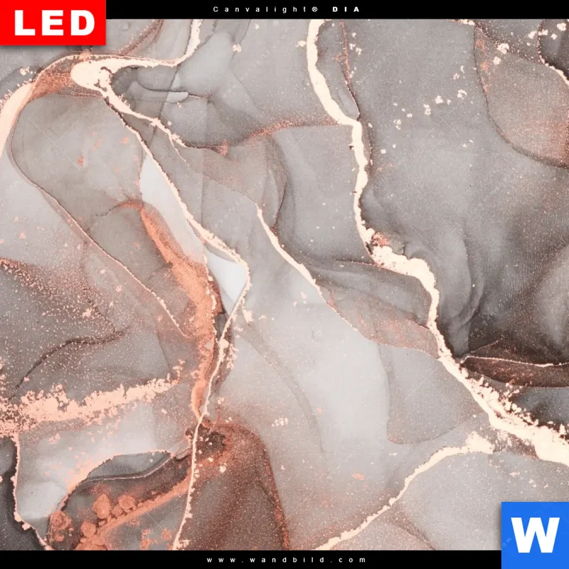 Wechselmotiv Acrylglas Canvalight® DIA | Fluid Art in edlen Metallic-Tönen | Quadrat