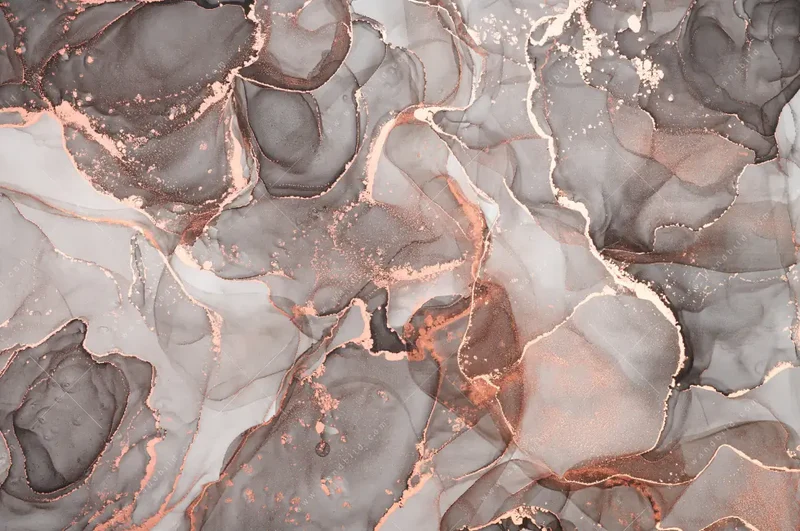 Wechselmotiv Acrylglas Canvalight® DIA | Fluid Art in edlen Metallic-Tönen | Quadrat