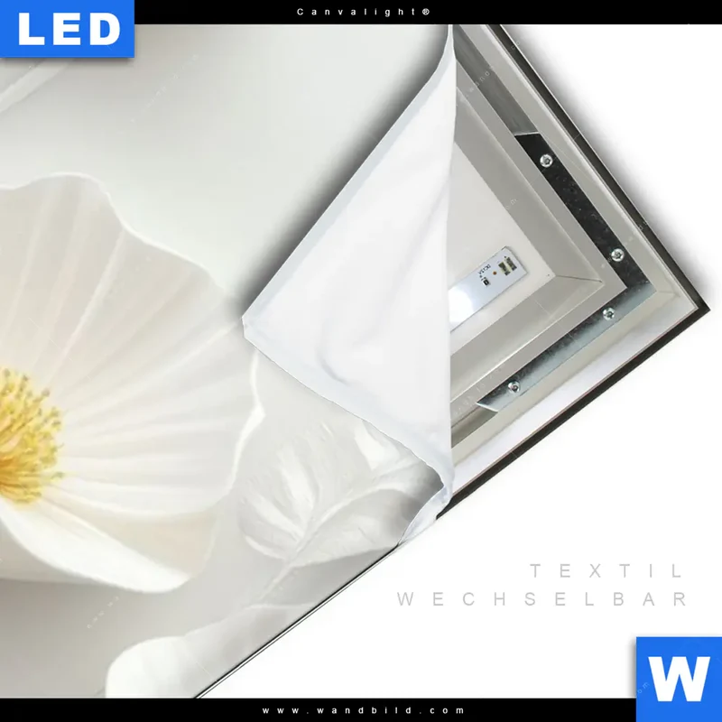Canvalight® Leuchtbild | Florale Leichtigkeit mit Goldglanz | Schmal
