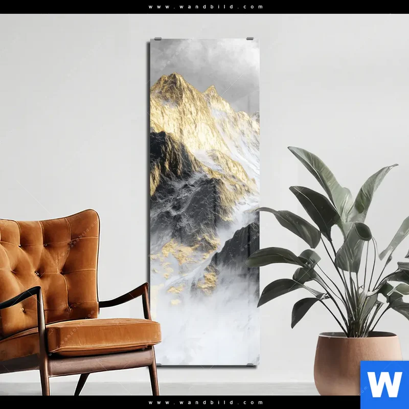 Acrylglasbild | Stille der goldenen Berge | Schmal