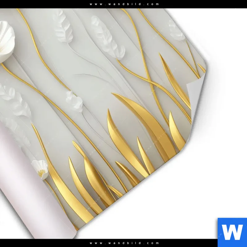 Poster | Florale Leichtigkeit mit Goldglanz | Quadrat
