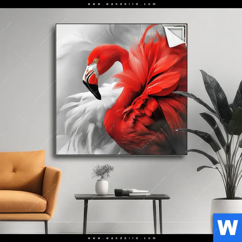 Spannbild | Roter Flamingo | Quadrat