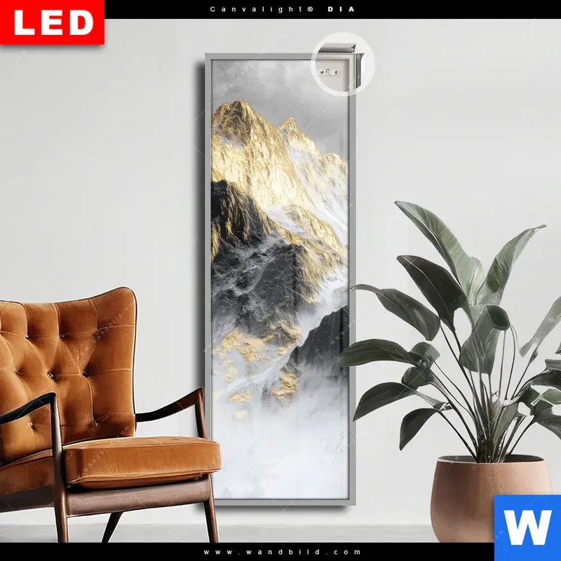 Leuchtbild Acrylglas Canvalight® DIA | Stille der goldenen Berge | Schmal