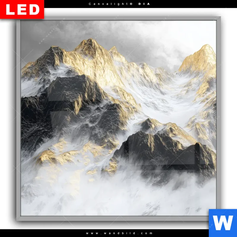 Leuchtbild Acrylglas Canvalight® DIA | Stille der goldenen Berge | Quadrat