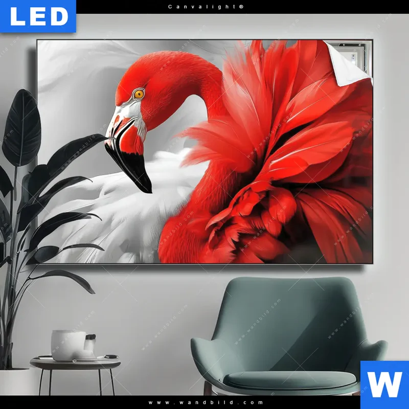 Canvalight® Leuchtbild | Roter Flamingo | Querformat