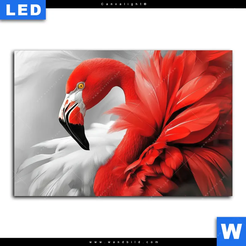 Canvalight® Leuchtbild | Roter Flamingo | Querformat