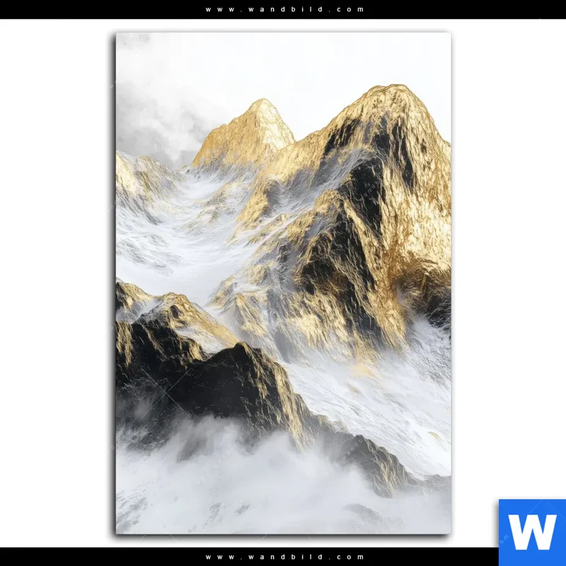 Acrylglasbild | Stille der goldenen Berge | Hochformat