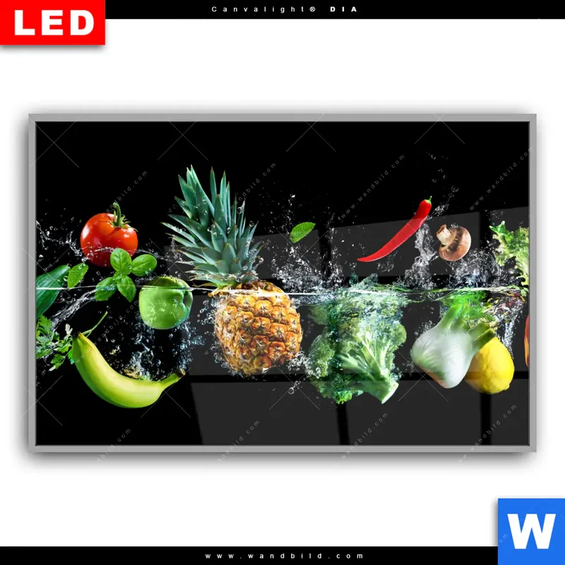 Leuchtbild Acrylglas Canvalight® DIA | Obst & Gemüse - Splash-Moment | Querformat