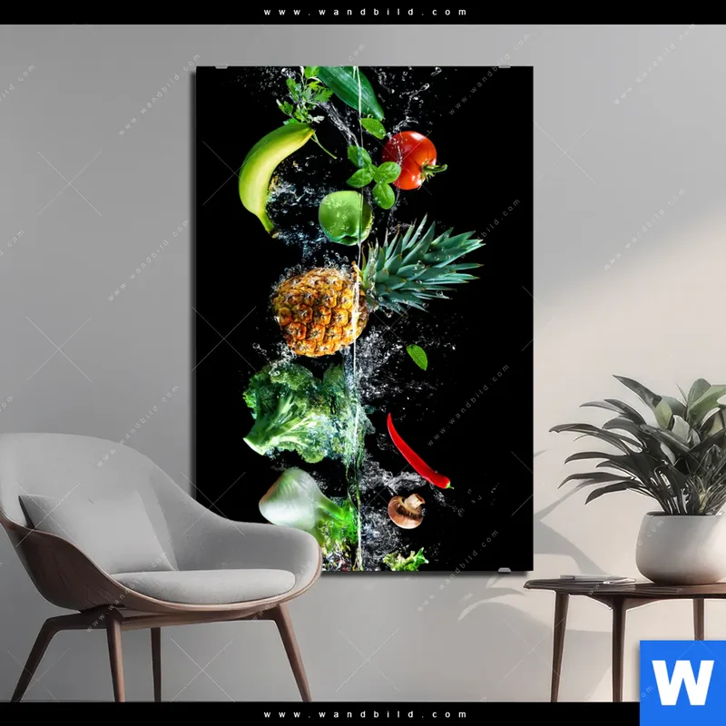 Alu-Dibond Bild | Obst & Gemüse - Splash-Moment | Hochformat