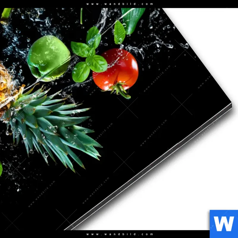 Alu-Dibond Bild | Obst & Gemüse - Splash-Moment | Hochformat