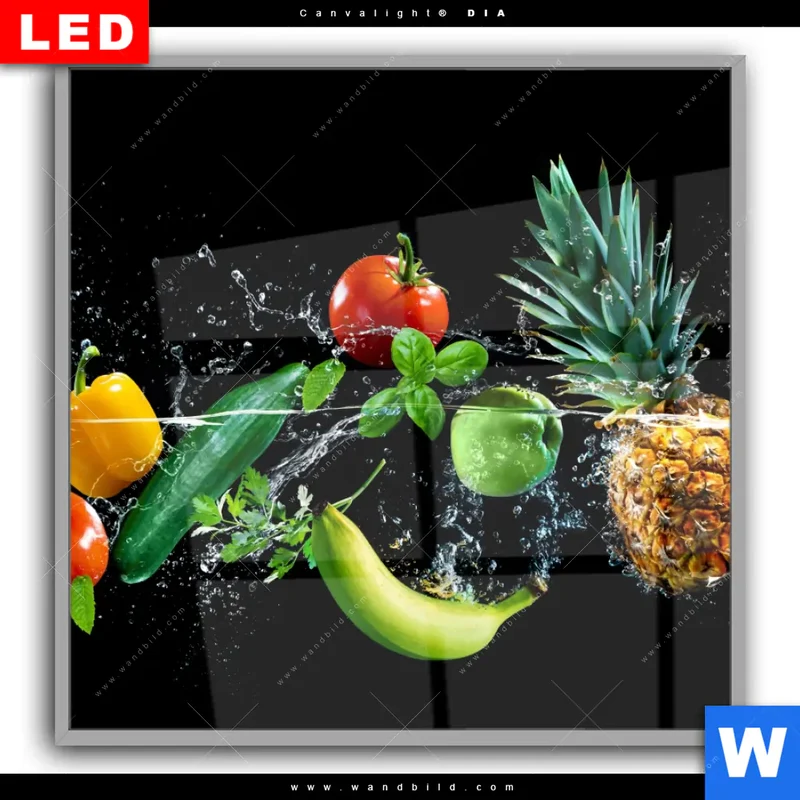 Leuchtbild Acrylglas Canvalight® DIA | Obst & Gemüse - Splash-Moment | Quadrat