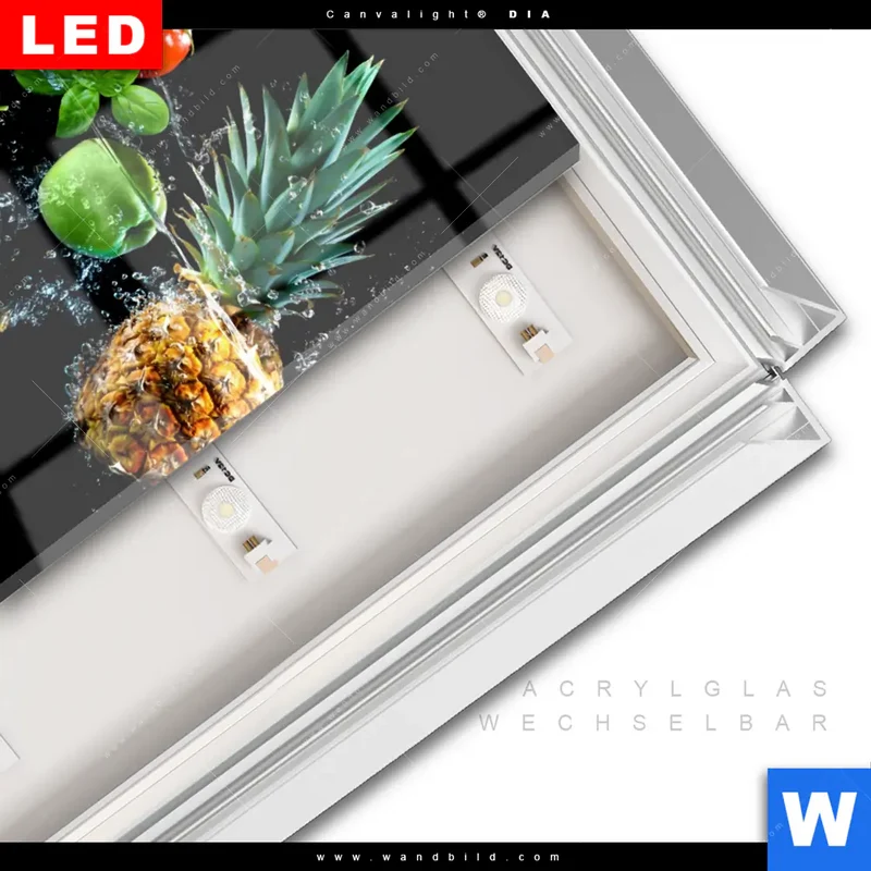 Leuchtbild Acrylglas Canvalight® DIA | Obst & Gemüse - Splash-Moment | Quadrat
