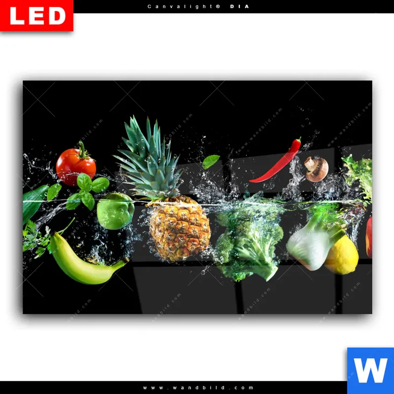 Wechselmotiv Acrylglas Canvalight® DIA | Obst & Gemüse - Splash-Moment | Querformat